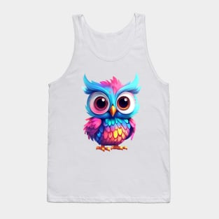 Cute rainbow owl. Sticker Clipart. Tank Top